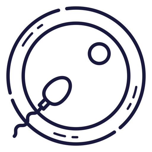 Icono de línea de esperma en un óvulo. Diseño PNG
