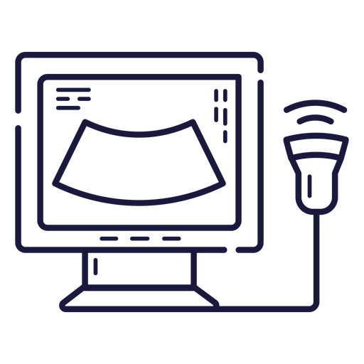 Computer with ultrasound equipment icon PNG Design