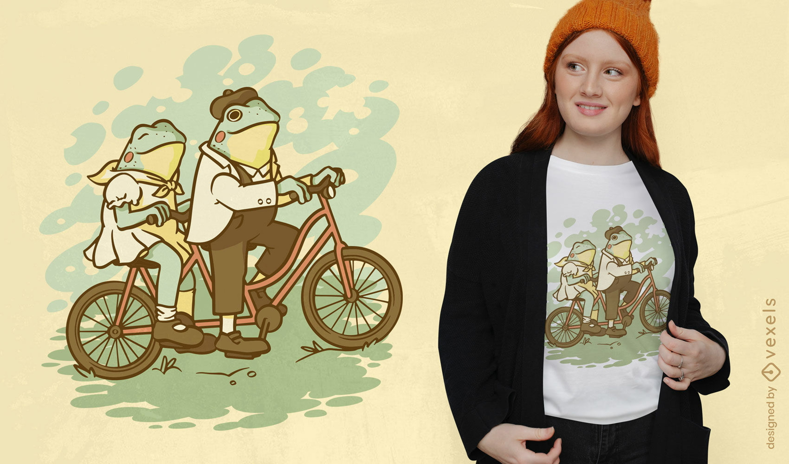 Design de camiseta vintage de sapos de bicicleta
