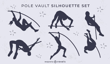 Stabhochsprung-Extremsport-Silhouette-Set