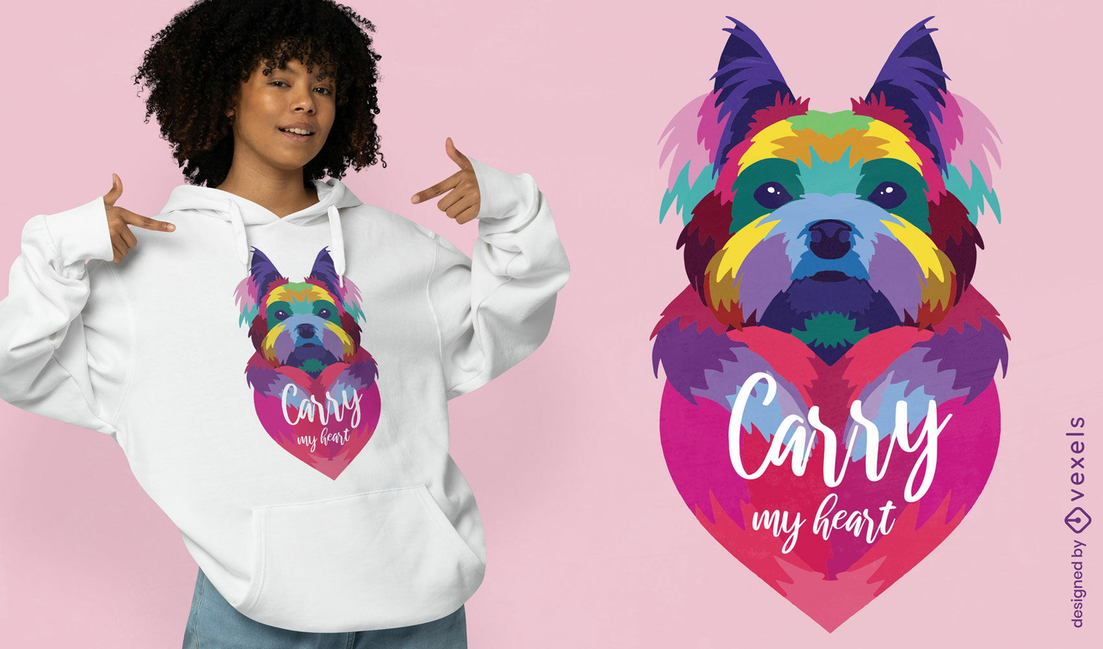 Design de camiseta de coração de cachorro Yorkie