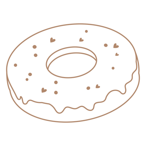 Donut glaceado com granulado em formato de coração Desenho PNG