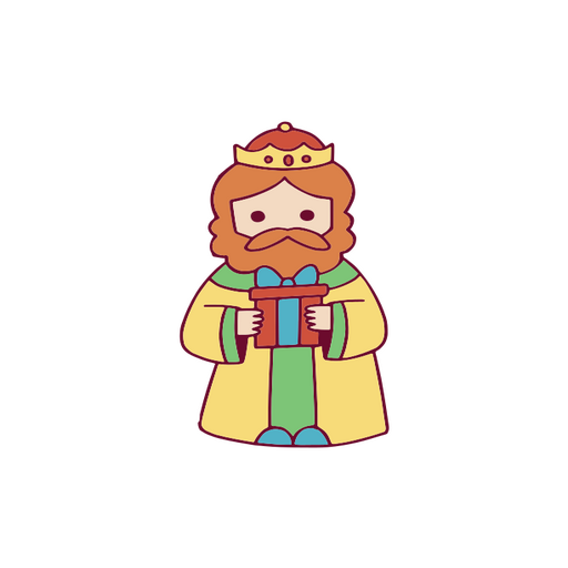 Cartoon king with a crown holding a book PNG Design
