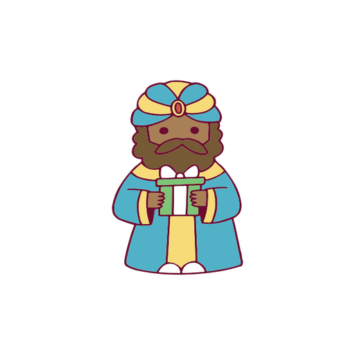 Cartoon image of a king holding a gift PNG Design