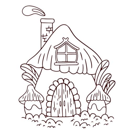 Schwarz-wei?e Zeichnung eines Hauses mit Schornstein PNG-Design