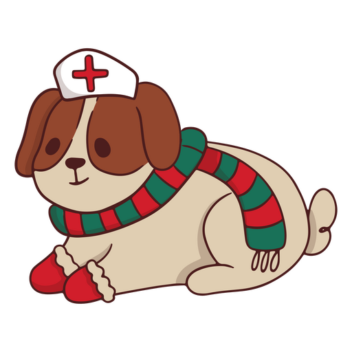 Perro con gorro y bufanda de Pap? Noel Diseño PNG