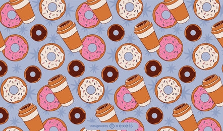 Design von Kaffee- und Donuts-Lebensmittelmustern