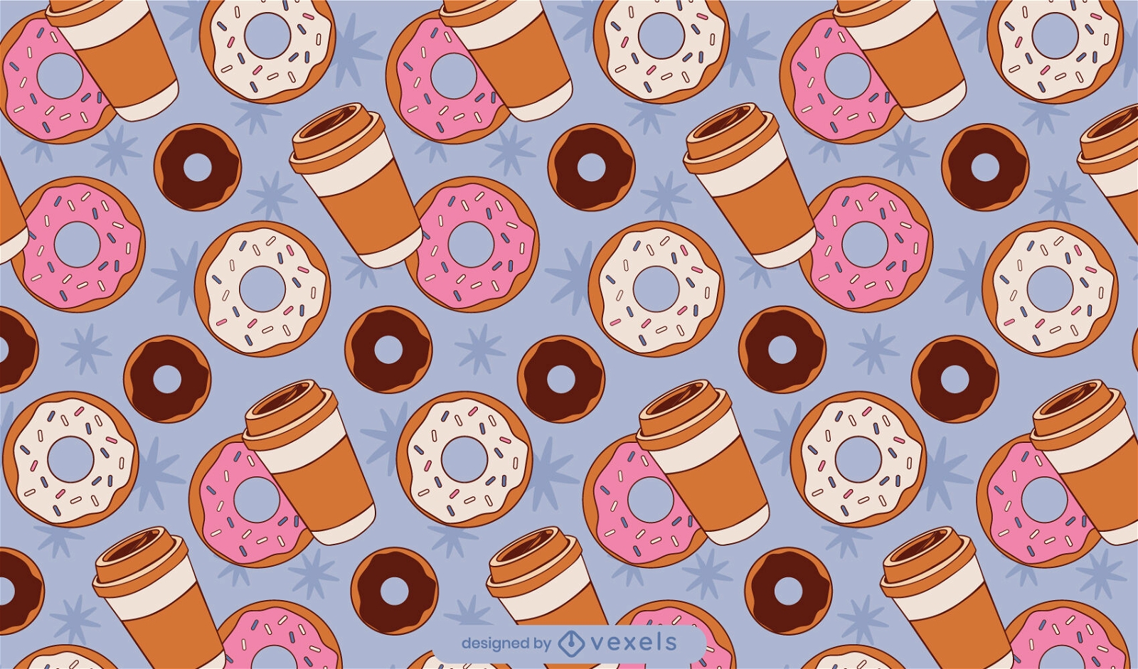 Coffee and donuts food pattern design