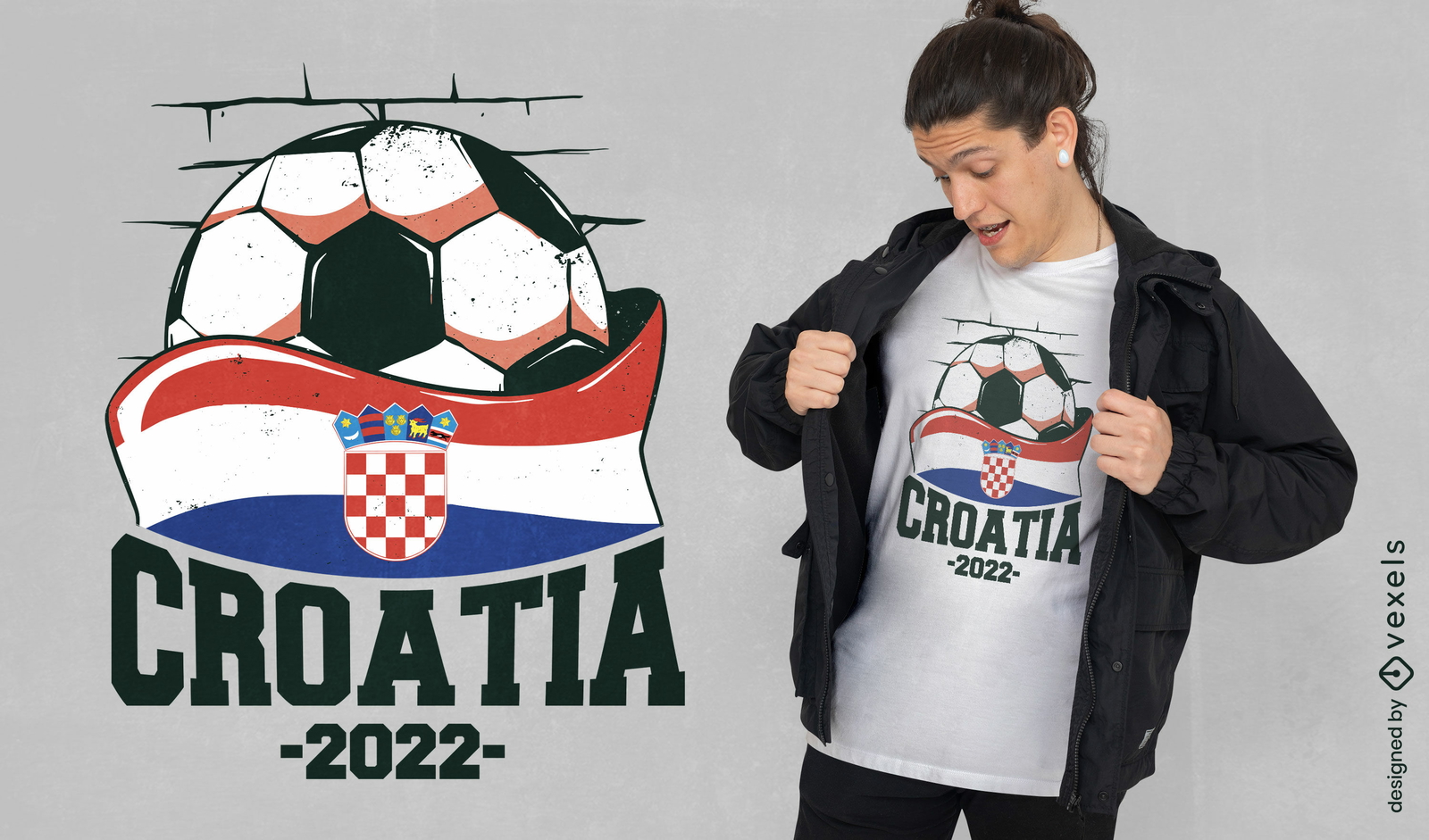 Bandeira da Cro?cia e design de t-shirt de bola de futebol