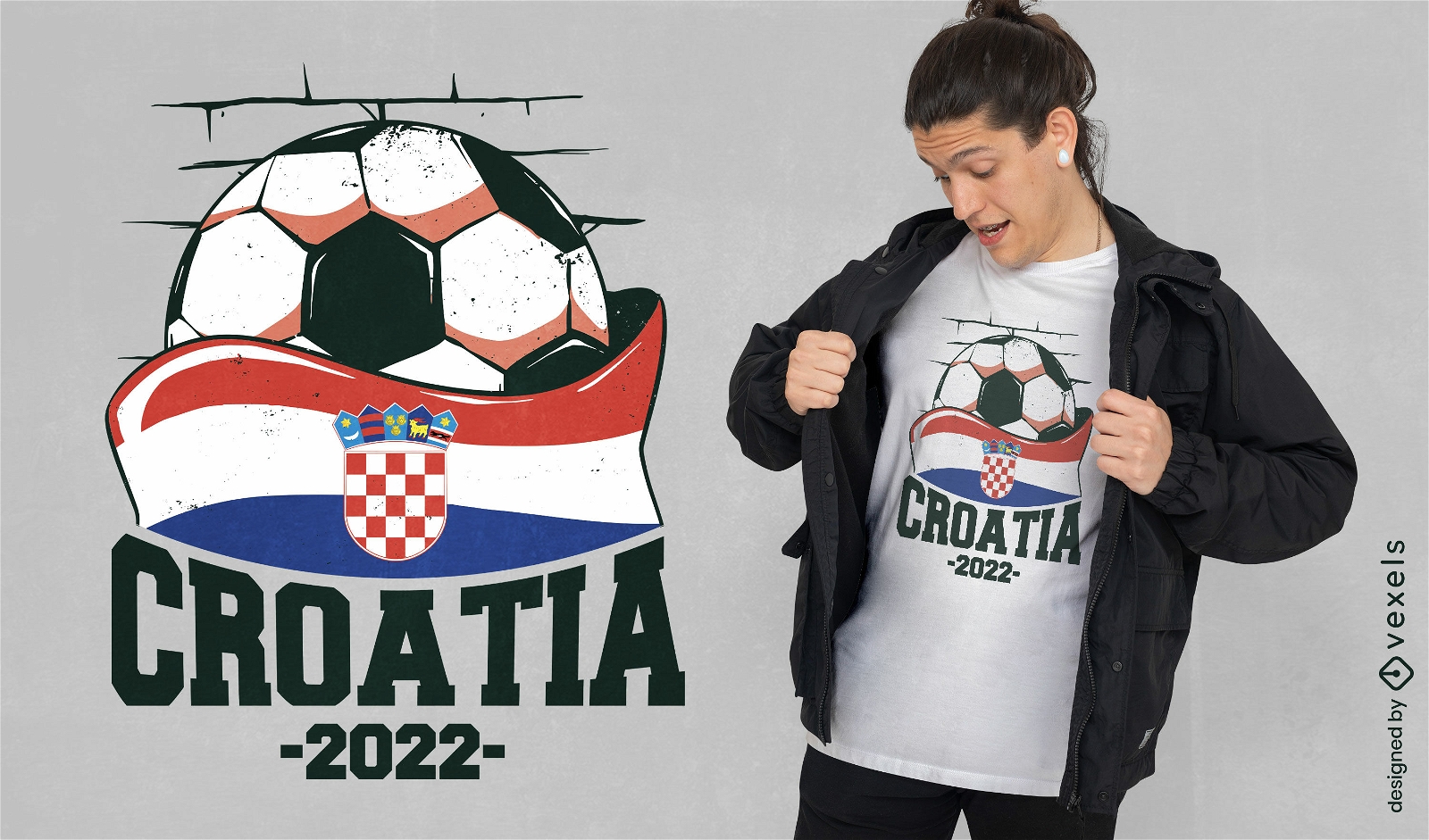 Kroatien-Flagge und Fußball-T-Shirt-Design
