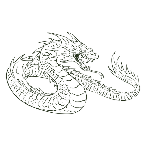 Dragón serpiente dibujado a mano Diseño PNG