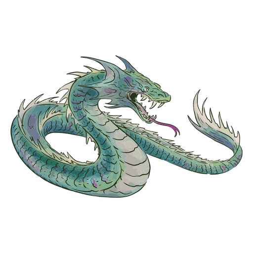 Dragón serpiente verde Diseño PNG