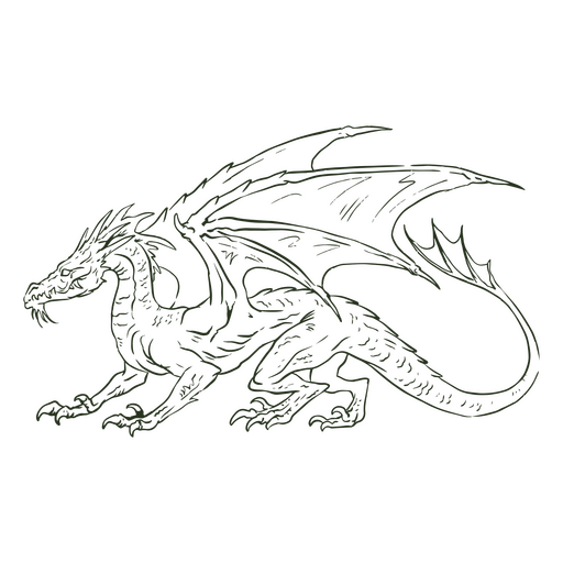 Hand drawn green dragon PNG Design