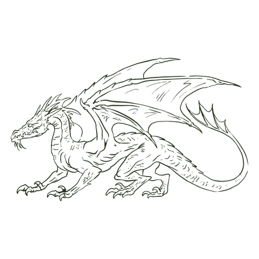 Handgezeichneter grüner Drache PNG-Design