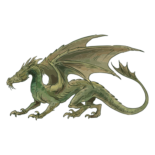 Illustration of a green dragon PNG Design