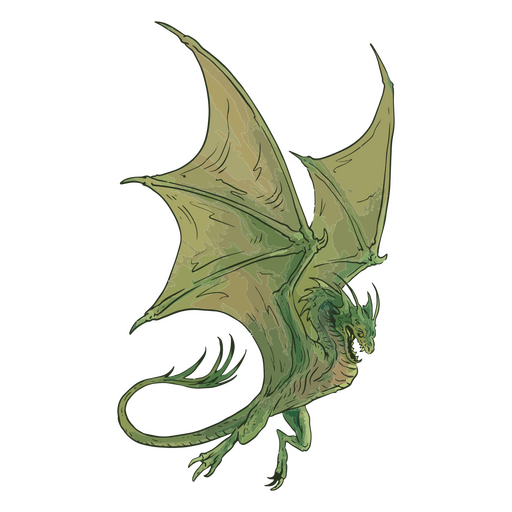 Grüner Drache fliegt Aquarell PNG-Design