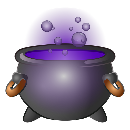 Purple cauldron with bubbles in it PNG Design