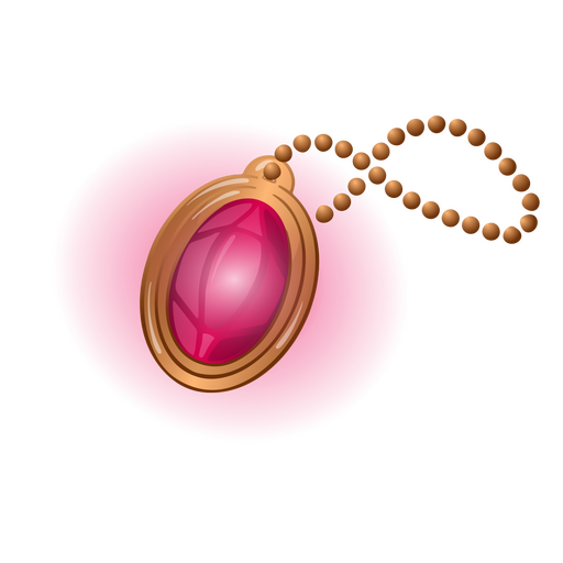 Pink necklace with a pink stone on it PNG Design