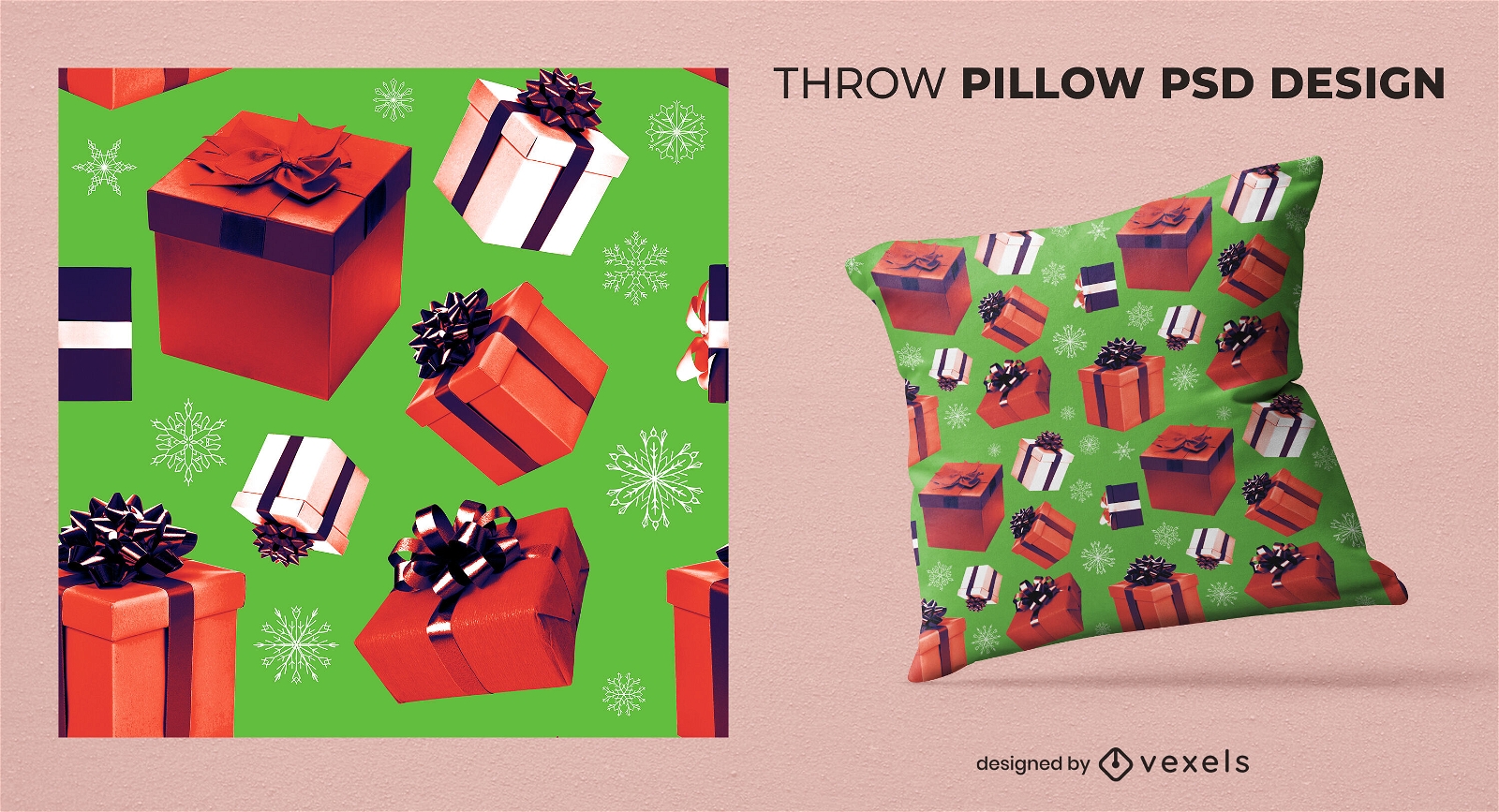 Christmas gift boxes throw pillow design