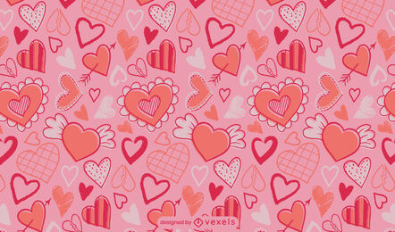 Valentine's Day Cartoon Hearts Pattern Design Vector Download