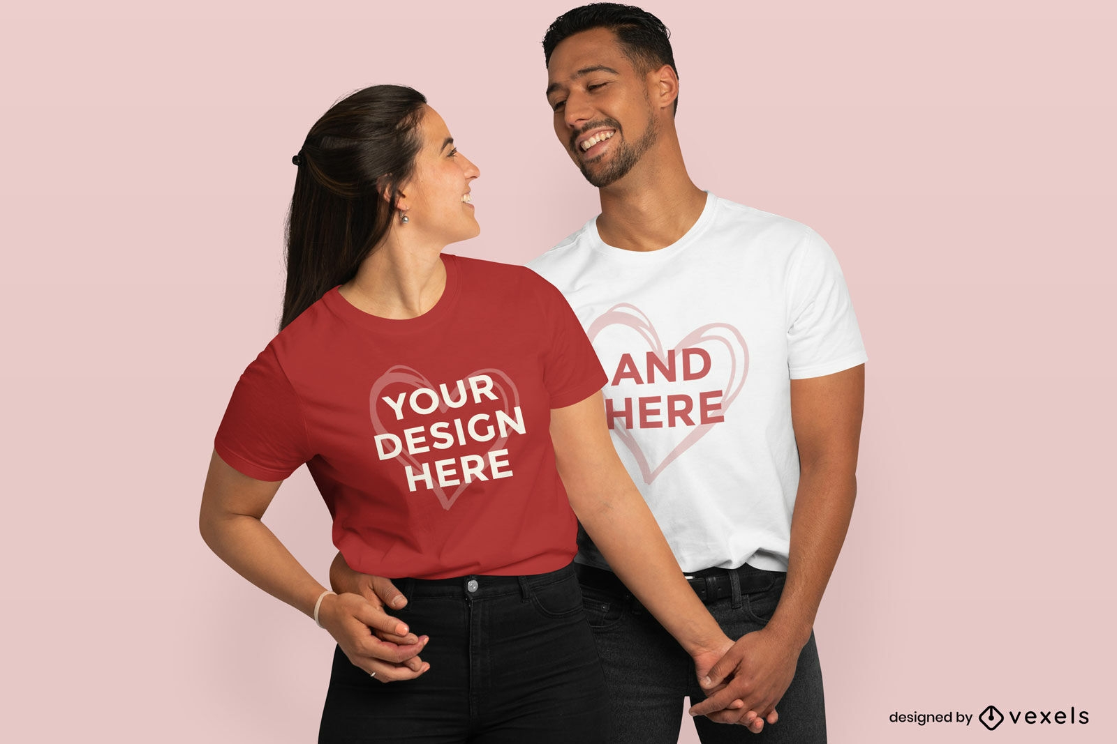 Lovely couple t-shirt mockup