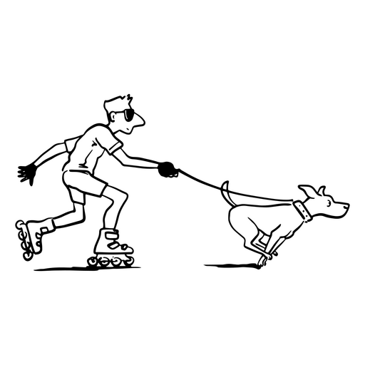Design lúdico de patinador e cachorro Desenho PNG
