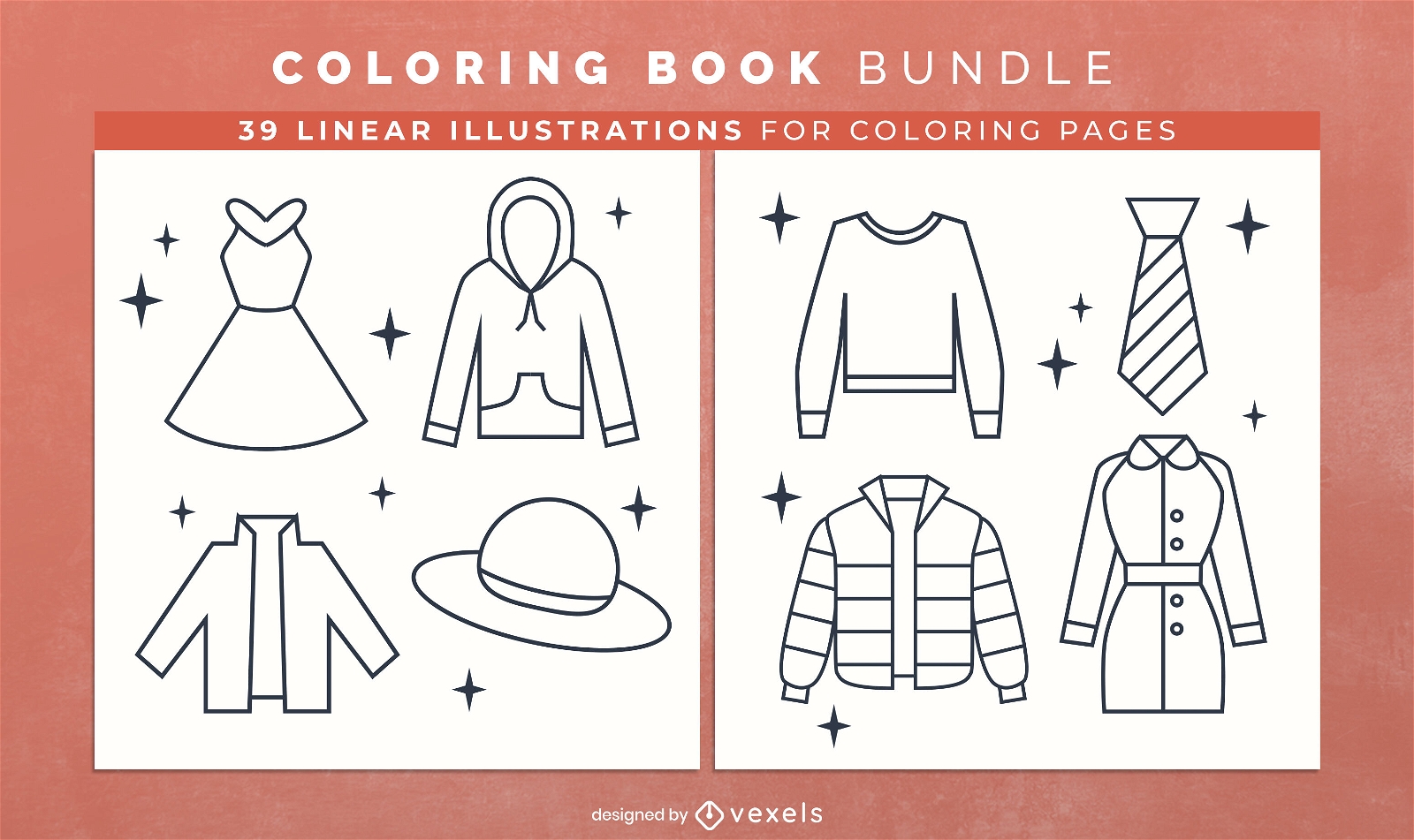 Clothes stroke coloring book design pages