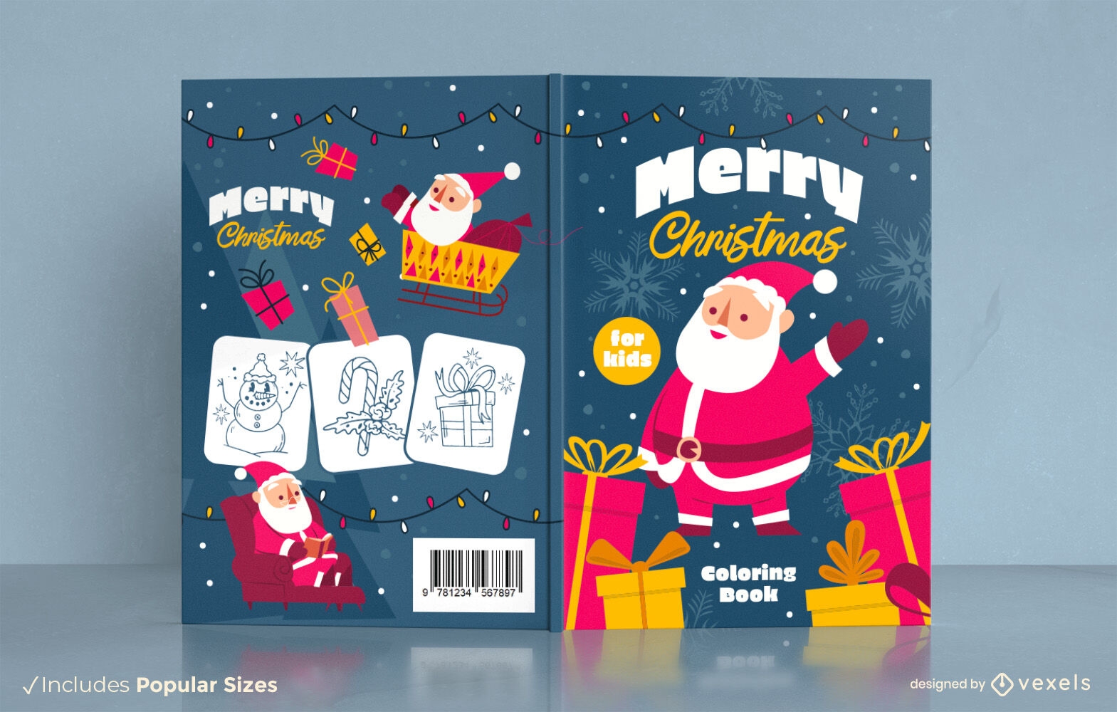Weihnachtsmann im weihnachtlichen Buchcover-Design