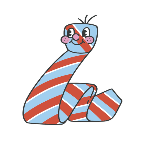 Corbata de dibujos animados con rayas azules y rojas. Diseño PNG