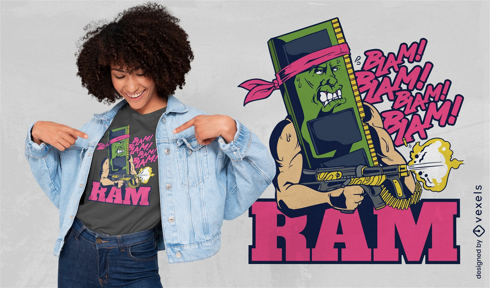 Ram memory action movie parody t-shirt design