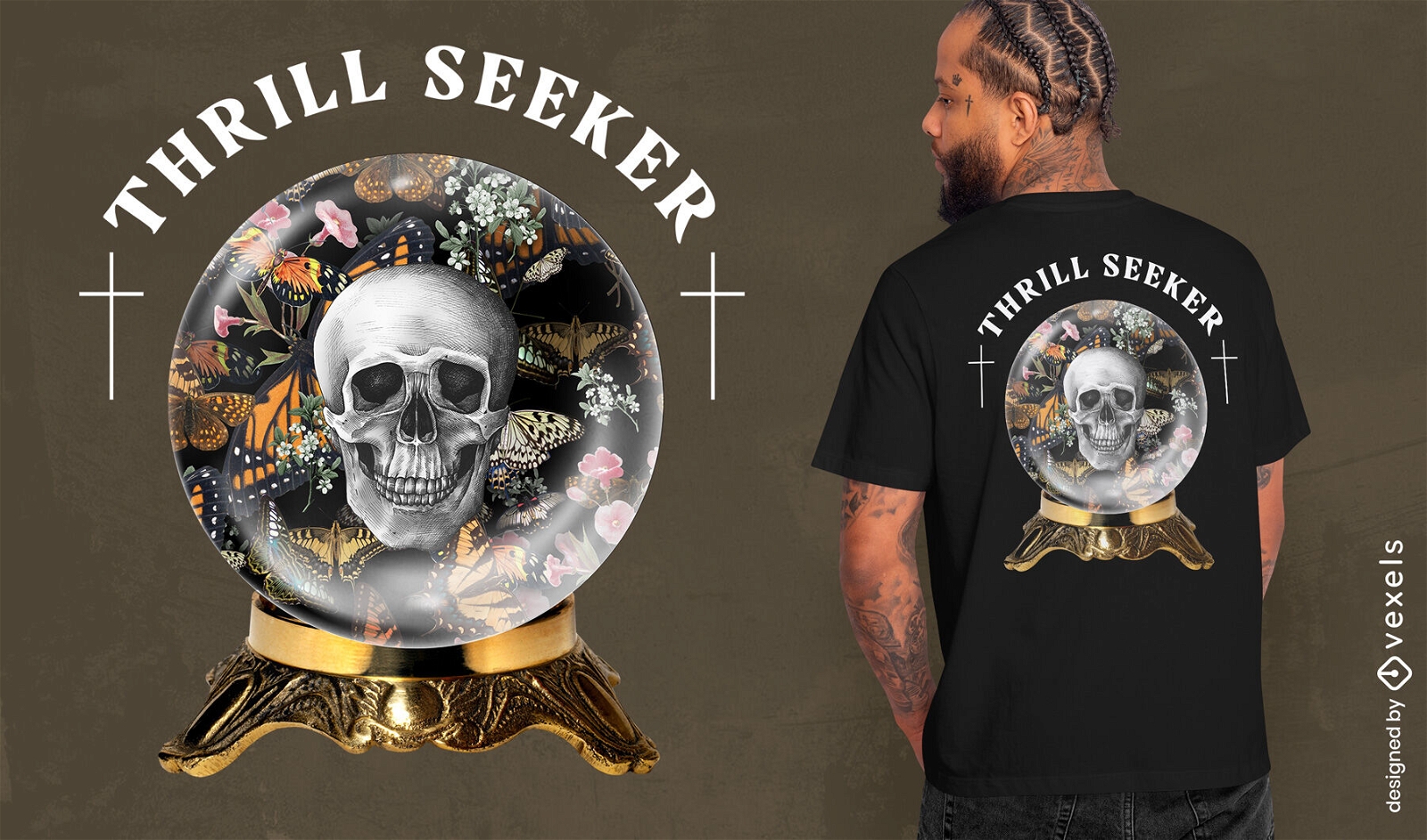 Crystal ball skull t-shirt design