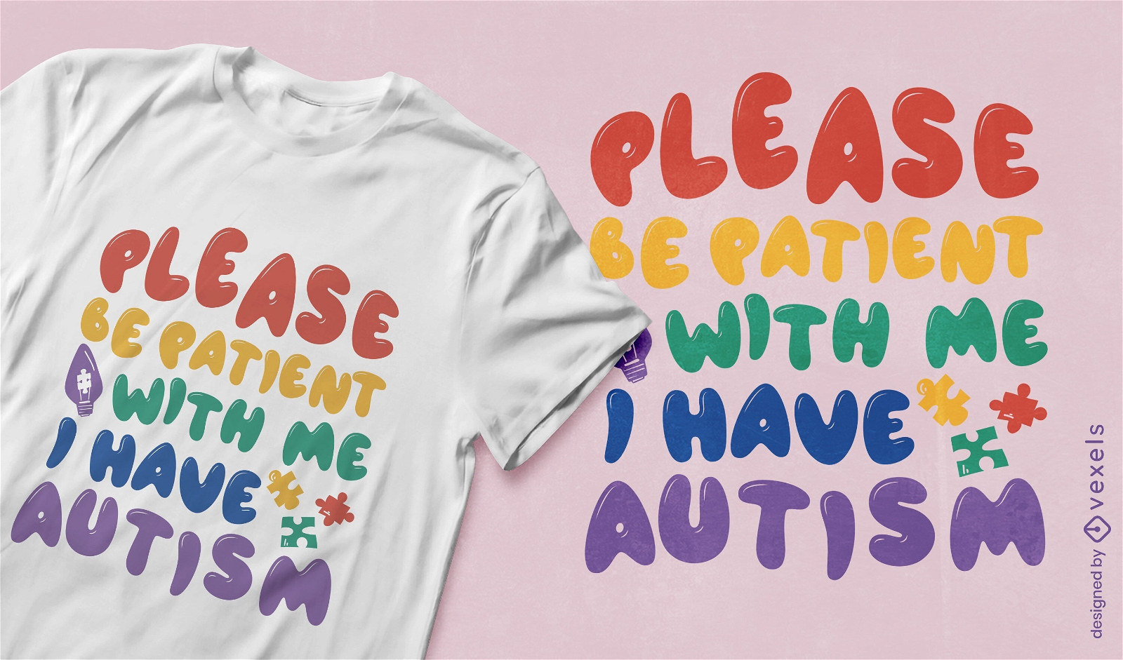 Diseño de camiseta de cita de colores de arco iris de autismo