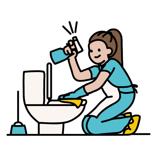 Frau reinigt eine Toilette PNG-Design