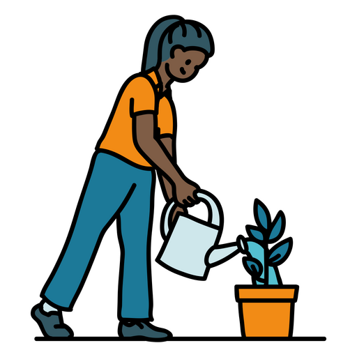 Frau gießt eine Pflanze PNG-Design