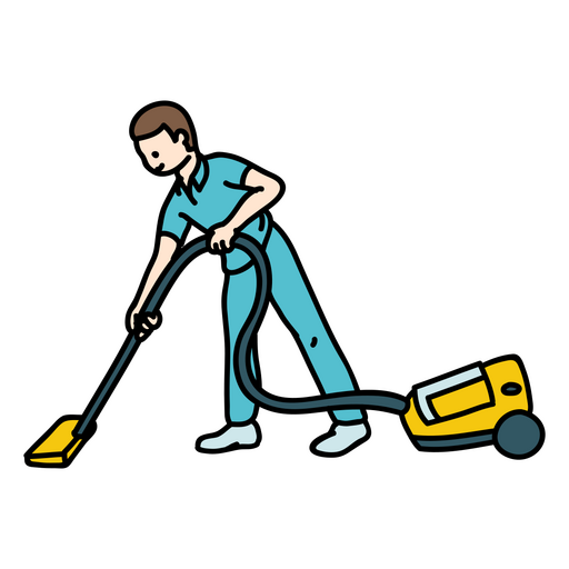 Homem limpando com aspirador de pó Desenho PNG