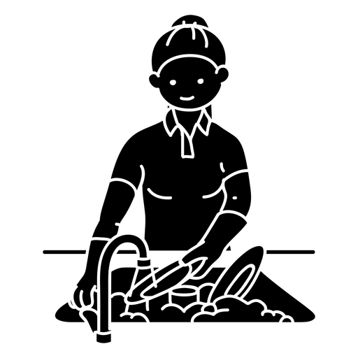 Ilustração lúdica de lavagem de louça Desenho PNG