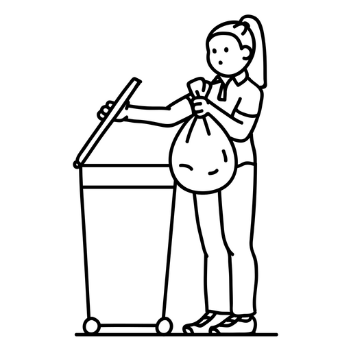 Mulher ilustrativa jogando lixo na lixeira Desenho PNG
