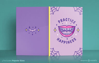 Diseño de portada de libro sonriente de boca de vampiro