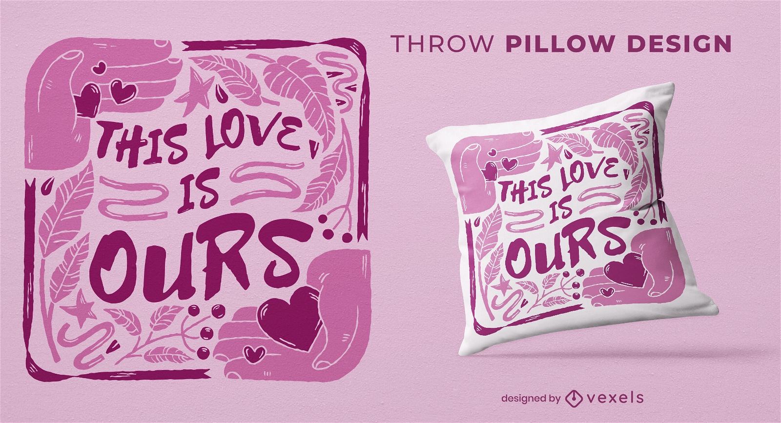 Diseño de almohada de tiro de amor de día de san valentín rosa