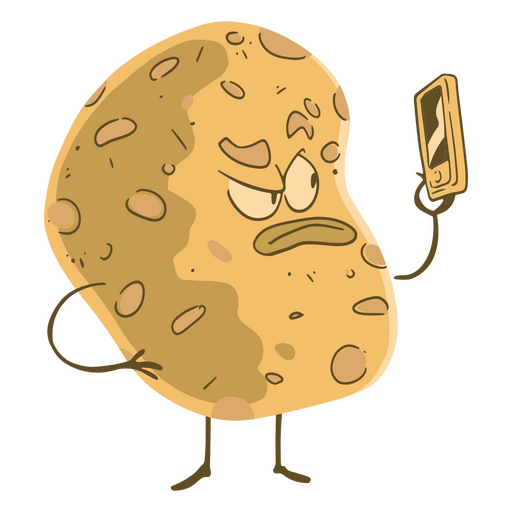 Patata sosteniendo un teléfono celular Diseño PNG