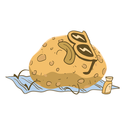 Image of a potato with sunglasses on it PNG Design