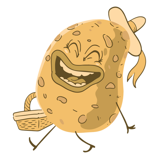 Potato with a hat and basket PNG Design