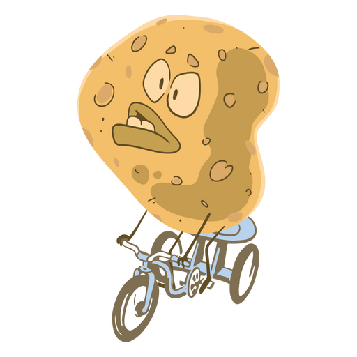 Patata andando en bicicleta Diseño PNG