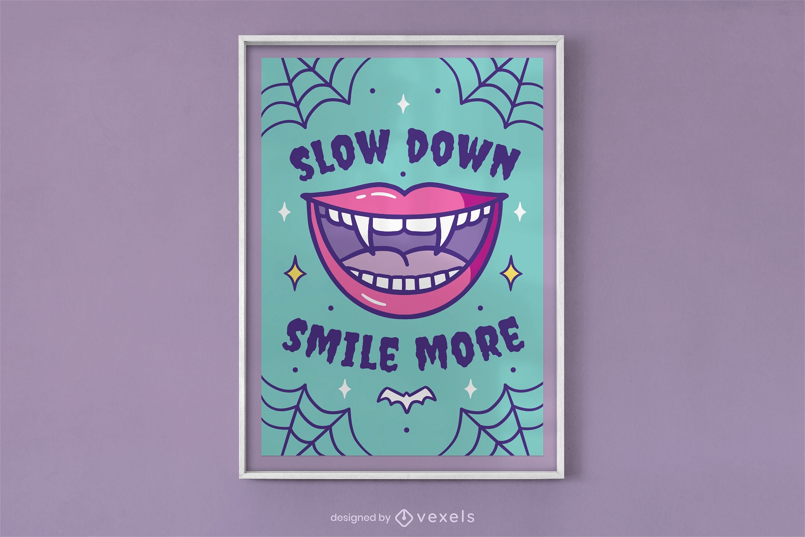 Diseño de cartel sonriente de boca de vampiro