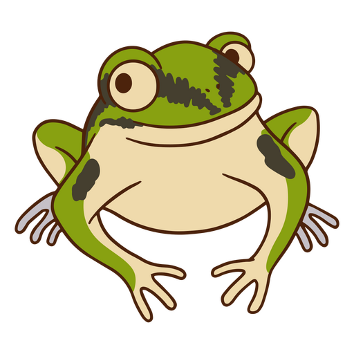 Grün und schwarz Cartoon Frosch sitzend PNG-Design