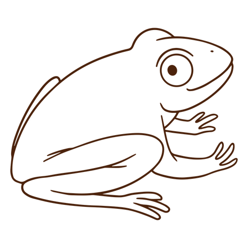 Frog sitting smiling line art PNG Design