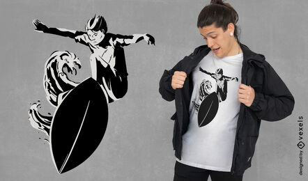 Design de camiseta de esportes de praia de cara de skimboard