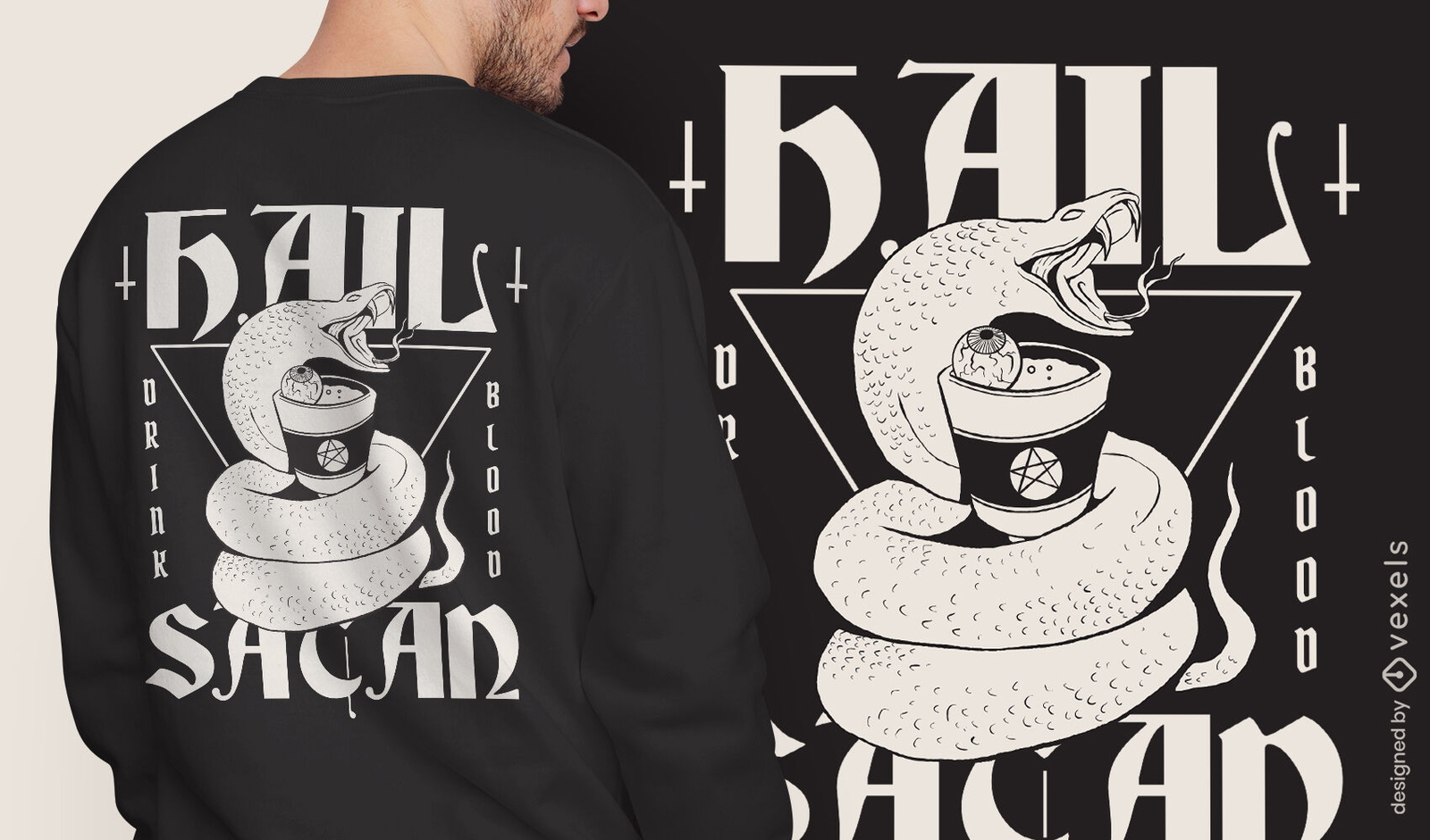 Diseño de camiseta de serpiente satanista.