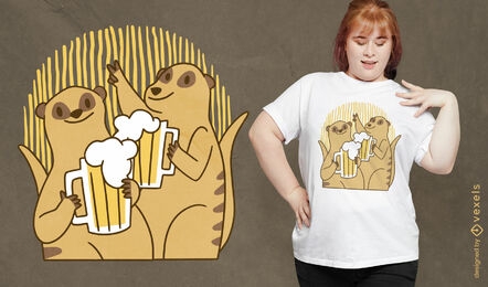 Diseño de camiseta de suricatas de cerveza.