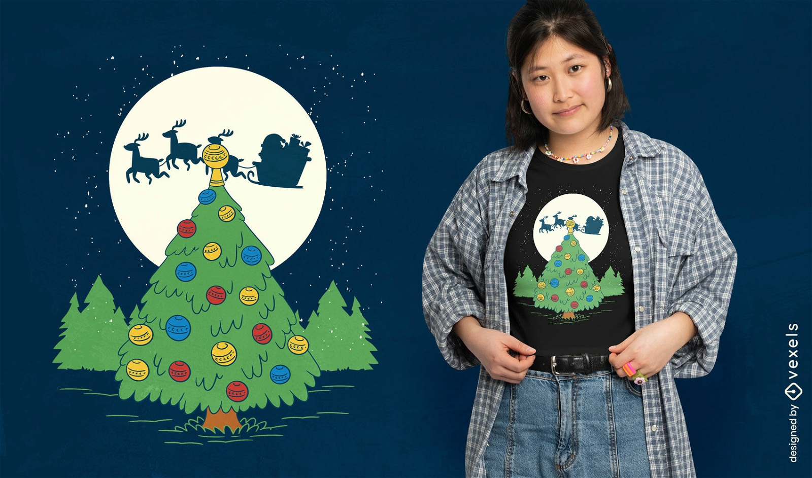 Diseño de camiseta de árbol de cuencos de césped de Navidad